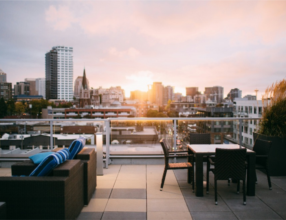 Open terraces on the roof